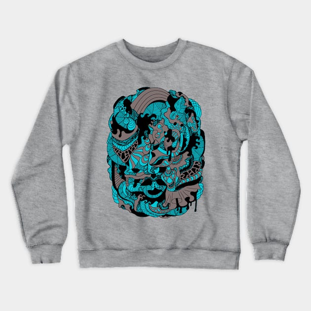 Blue Grey Abstract Wave of Thoughts No 2 Crewneck Sweatshirt by kenallouis